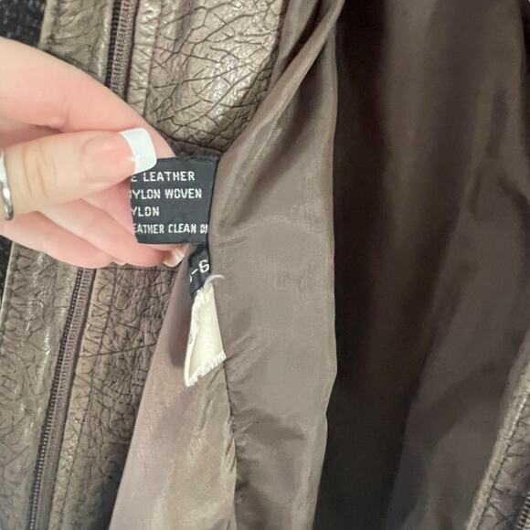 Winlit Vintage 90s Women's Size Small Wool Leather Brown Bomber Moto Jacket - Picture 10 of 13